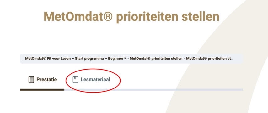 MetOmdat® prestatie